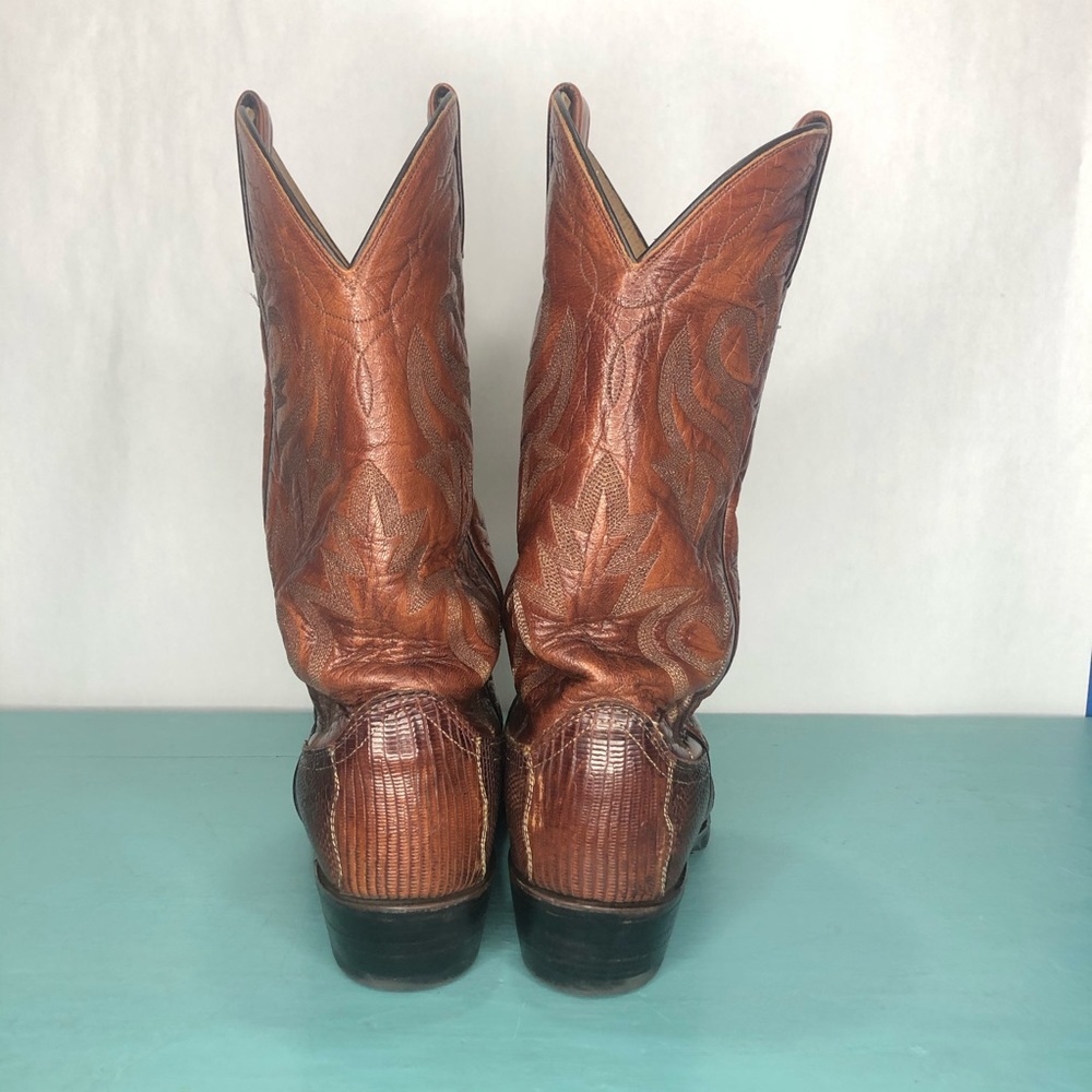 Dan Post Exotic Lizard Antique Brown Cowboy Boots - Picture 4 of 6